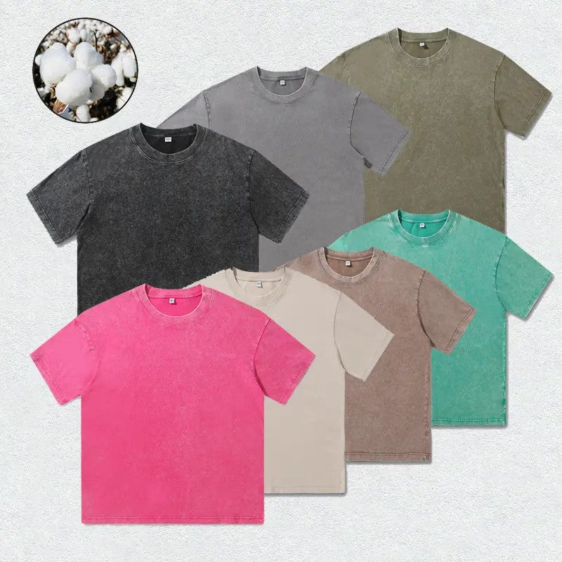 Unisex 230gsm Washed Cotton Crew-Neck T-Shirt image 1