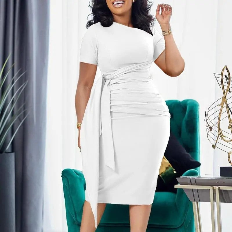 Women's Cotton-Blend Side-Tie Midi Dress image 3