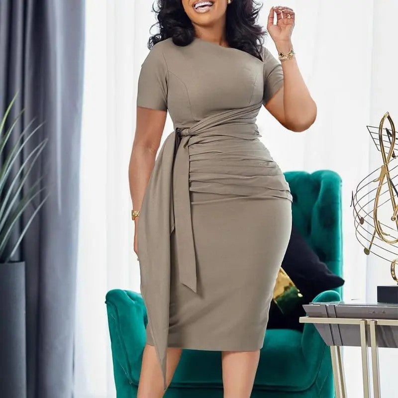Women's Cotton-Blend Side-Tie Midi Dress image 4