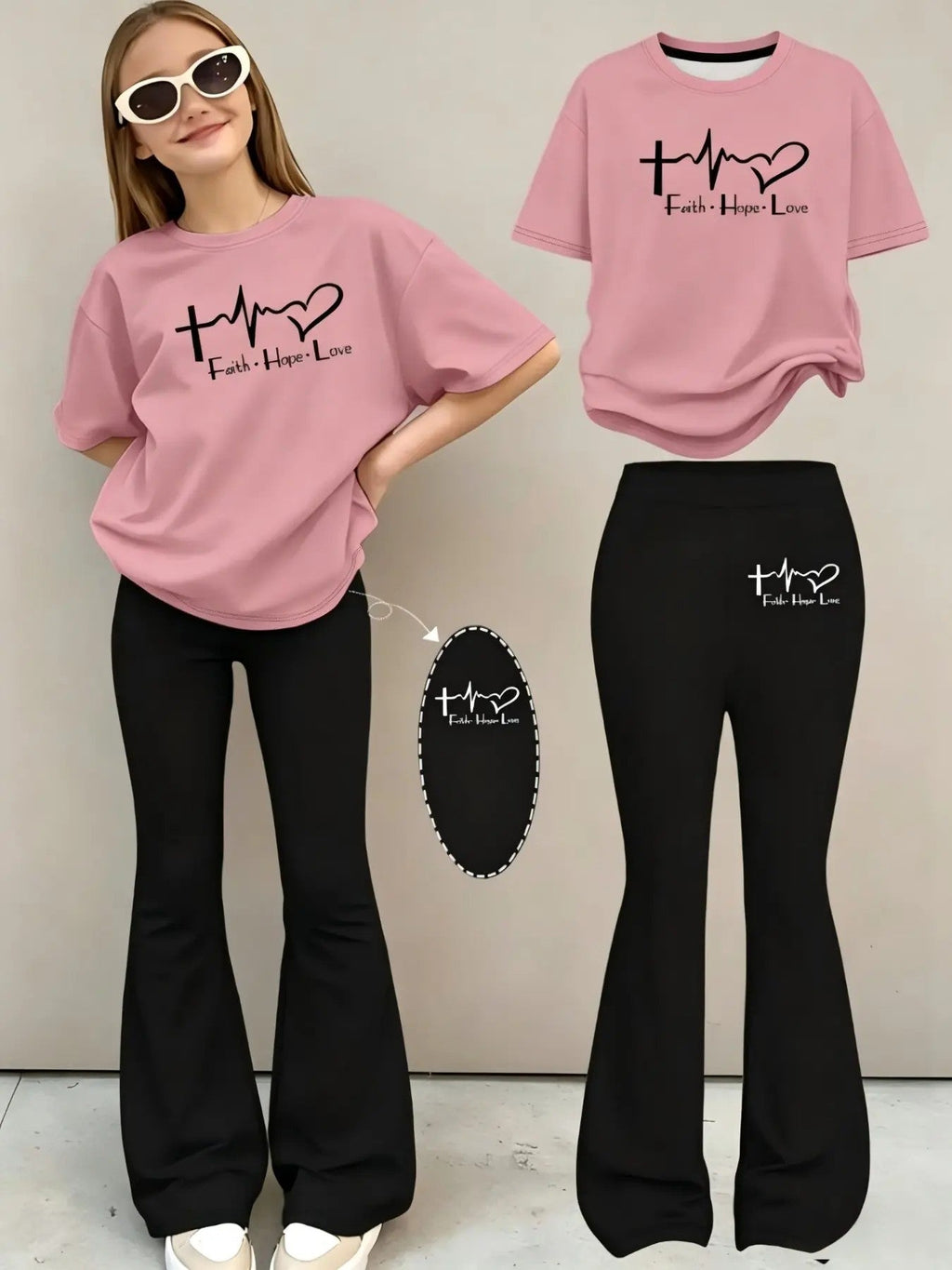 Girls' Polyester Top and Trousers Set image 3
