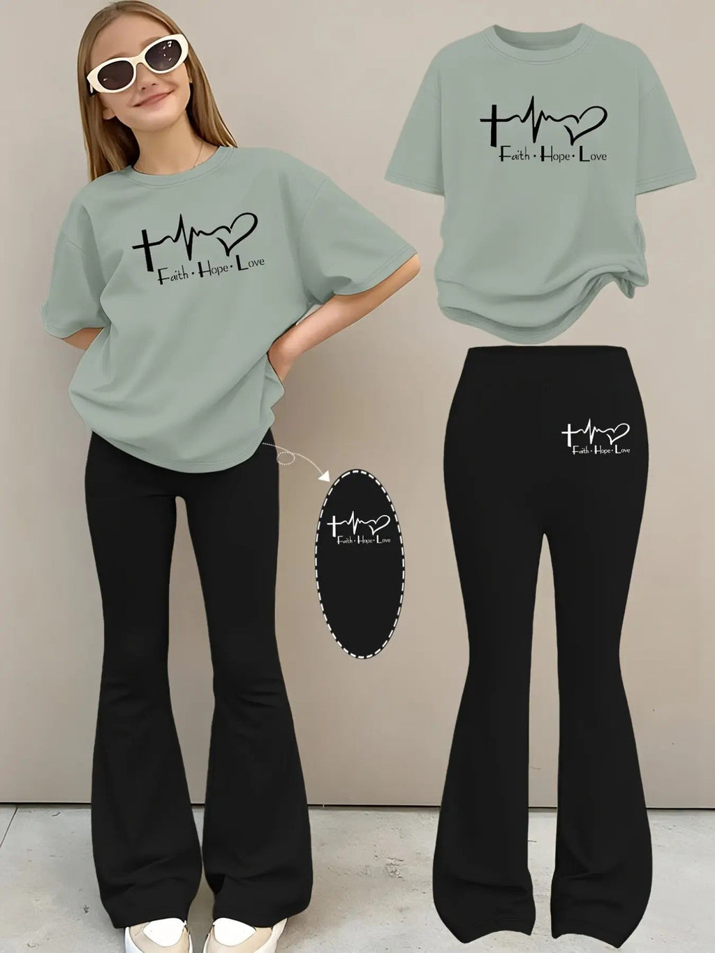Girls' Polyester Top and Trousers Set image 5