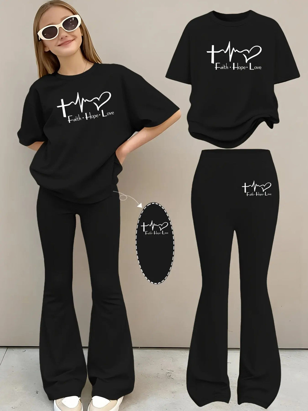 Girls' Polyester Top and Trousers Set image 7