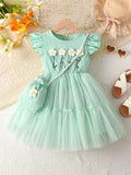 Girls' Cotton-Blend Woven Dress with Mini Bag image 1
