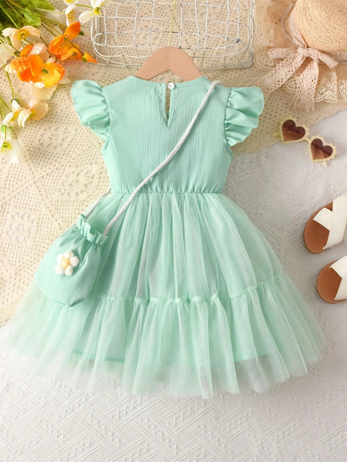 Girls' Cotton-Blend Woven Dress with Mini Bag image 2