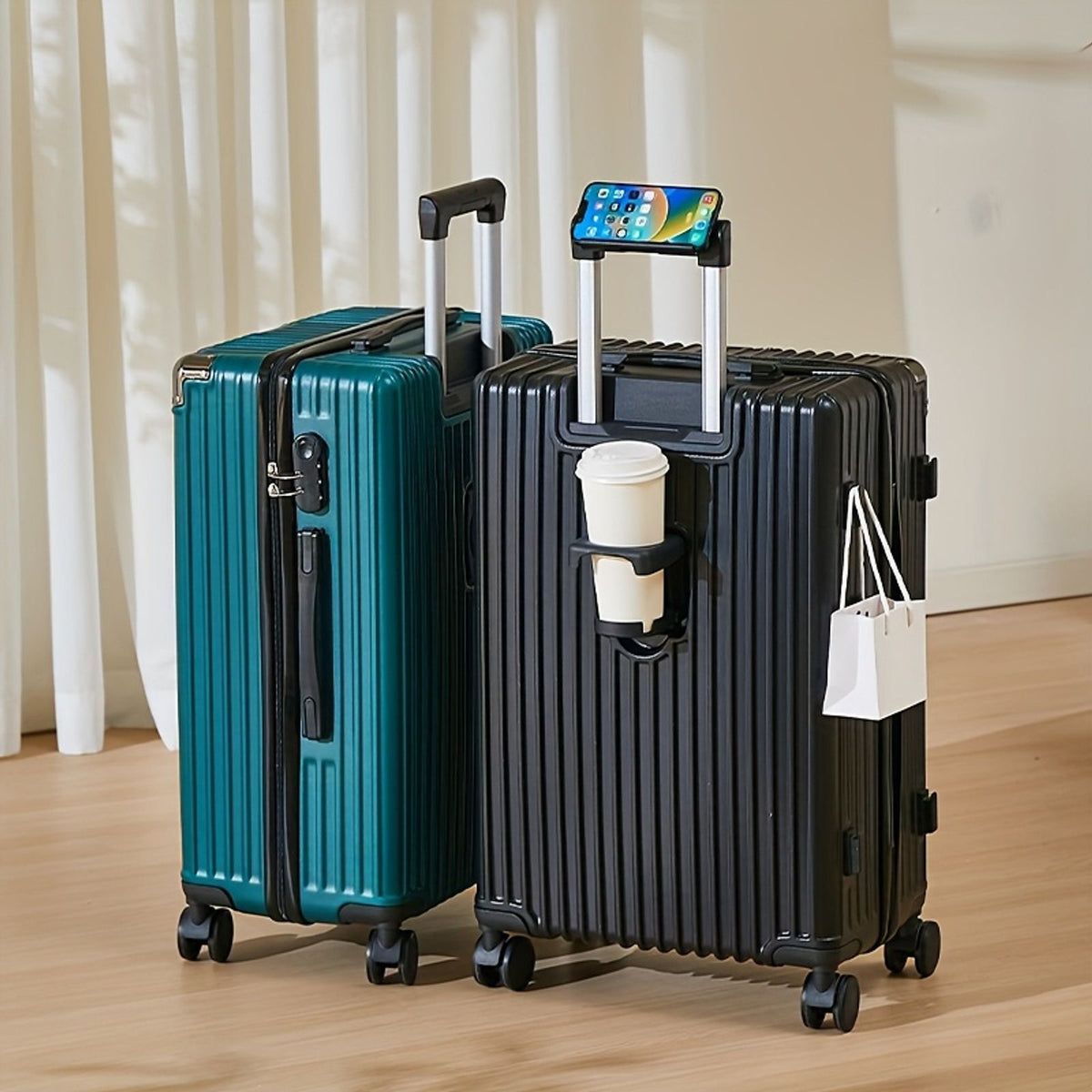 20 inch suitcase phone holder cup holder lightweight luggage image 6