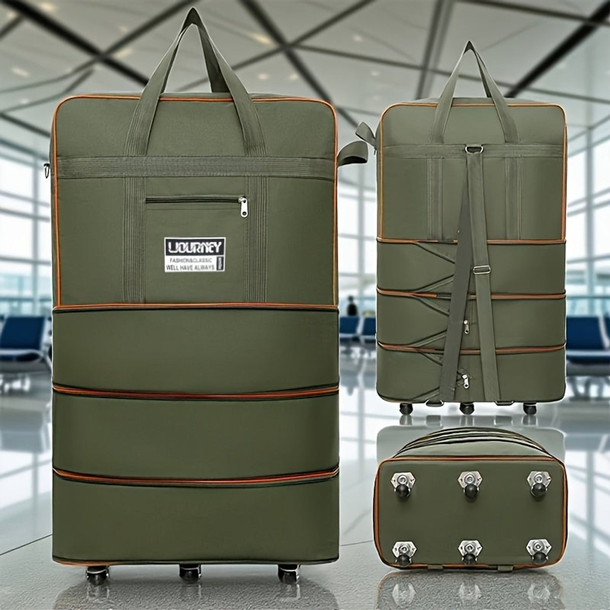 multi layer foldable travel bag expandable wheels multi image 5